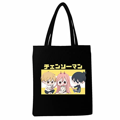 westtrend Kettensäge Mann Umhängetasche Unisex Japanisch Anime Tote Große Kapazität Gedruckt Canvas Tasche
