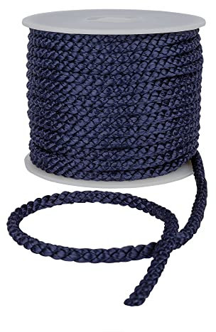 Discount Fabrics Crepe Cord - 6mm Premium Cotton Rope, Strong Macrame for DIY Craft Projects, Piping Cushions, Nylon Drawstring Cord, Durable & Multi-Purpose String (Navy Blue,1m)