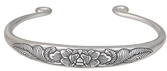 Myshiwu Solid 999 Sterling Silber Armreif Armband Elegantes Lotus-Armband für Frauen Geschenk