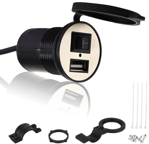 Port De Chargeur De Moto, DC12V-24V étanche Moto Téléphone Portable Alimentation Prise De Port USB De Charge Rapide Avec Câble De 1,2 M