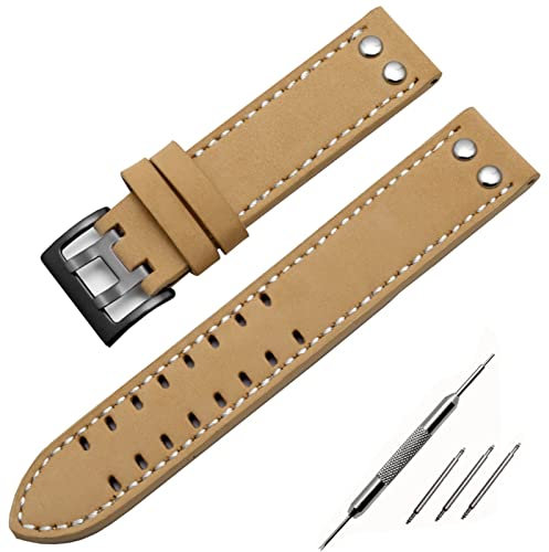 BONOOL Echtleder-Uhrenarmbänder 20 mm 22 mm Band für Hamilton Khaki Field Watch H760250 H77616533 Armband Seiko Uhrenarmband Knopfschnalle
