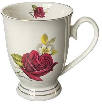 electromax 6 Piece Teacup and Gift Set - Vintage Serving Set for 6, with Bone China Tea Cup/Mug 300ml Strong Lightweight Set - Red Ross Set