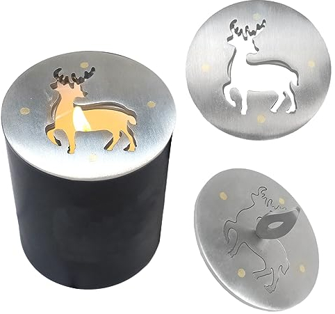 Amindz Kerzenlöcher,Edelstahl-Kerze Feuerlöscher Abdeckung,Elch-Kerzendeckel,Kerzen Löschhütchen zum Sicheren Löschen von Kerzendochten, Geschenk für Kerzenliebhaber (Ø55mm