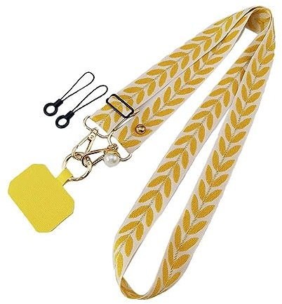 Cordón largo ajustable para teléfono celular, correa ancha de tela para mujer, correa de cuello Ornam, cuerda de perlas para colgar E8W6 perdido