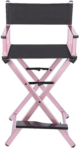 Regiestuhl Make-up-Künstlerstuhl, klappbarer Regiestuhl, tragbarer Aluminiumstuhl, faltbarer Make-up-Künstlerstuhl, geeignet für Ankleidezimmer, Schönheitssalon, Studio (Farbe: Pink)
