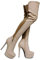Stivali sopra Il Ginocchio Attillati Color Carne da Donna, Stivali Alti alla Coscia con Plateau e Cerniera alla Moda, Stivali Alti Autunno Inverno,Nude,37