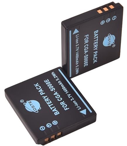 DSTE 2x S008E Li-ion Battery Compatible for Panasonic Lumix DMC-FX520 HM-TA1 SDR-S26 SDR-SW28 DMC-FS20 DMC-FX500 Camera as Panasonic CGA-S008E CGA-S008 CGA-S008A/1B DMW-BCE10 DMW-BCE10E VW-VBJ10