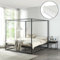 [en.casa] Himmelbett Kristianstad mit Matratze 180 x 200 cm Metallbett Doppelbett Bettgestell mit Lattenrost Bettrahmen Ehebett Schwarz
