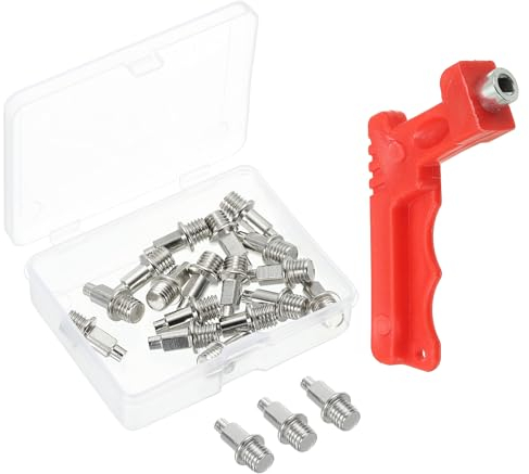 PATIKIL Leichtathletik-Spikes, 16er Pack Stahl-Hochsprung-Spikes Ersatz für Leichtathletik-Laufspikes mit Spikeschlüssel für Kunststoffbahn Kurzstreckenlauf Springen Sprint Sport, Silber