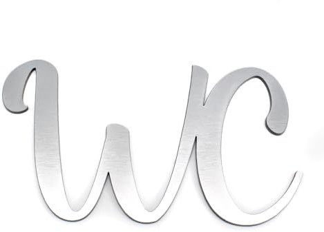 Dekolando Schriftzug WC silbergrau Kunststoff Türschild Schild selbstklebend Buchstaben wetterfest Türdeko (WC)