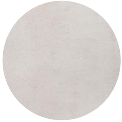 the carpet Premium Moderner Hochflor Langflor Wohnzimmer Teppich, Super Soft, Kunstfell, Flauschig, Felloptik, Beige, 120 cm Rund