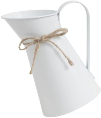 Luxshiny Retro Iron Flower Vase Rustic Metal Pitcher Planter for Home Decoration Table Centerpiece 7.7 Inch Vintage Style Flower Container