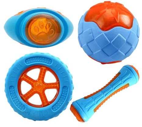 Wpsagek Jouets interactifs pour Chiens, Jouets flottants pour Chiens, Ensemble de 4 Jouets d'eau sécuritaires pour Chiens, Jouets interactifs de Nettoyage des Dents avec flotteurs de Piscine pour