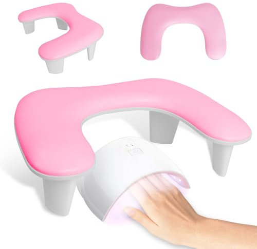 Nail Arm Rest, Pink U-shaped Nail Hand Rest, Arm Rest for Nails, PU Leather Manicure Hand Rest Stand Pillow Cushion