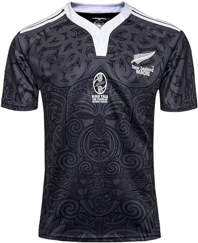 HCOISINI Rugby-Shirt, Unisex, Langarm, Schwarz, 3XL, für Erwachsene, Lässige Anlässe, Rugbytrikot