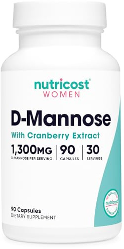 Nutricost D-Mannose with Cranberry Extract for Women 90 Capsules for 30 Servings Per Bottle - Vegan, GMO Free and Gluten Free
