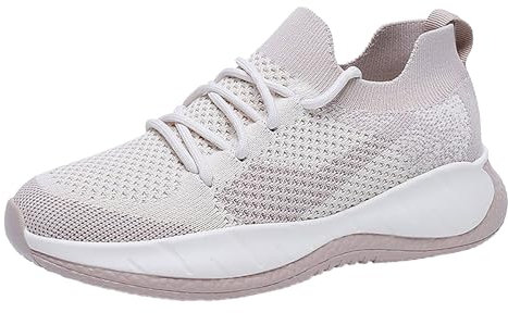 KKvoPiQ Mode Frühjahr und Herren Sportschuhe Flache Unterseite Leichte Fly Woven Mesh Atmungsaktiv Slip On Bequem und einfach Schwarze Plateau Schuhe Damen (Pink, 37)