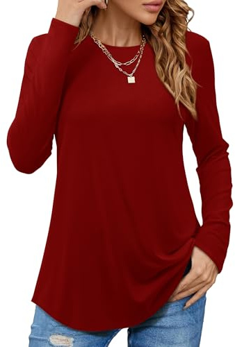 Beluring T-Shirt Damen Lässig Kurzarm/Langarm Oberteile Rundhals Longshirt