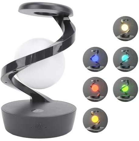Topiky Atmosphärenlampe mit Kabellosem Ladegerät, Nachttischlampe mit Ladestation, Moderne Nachttischleuchte, Intelligente Steuerung, Rotierende Schwebende RGB Nachttischlampe für