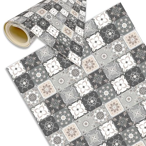 DECORA TU MUNDO - Alfombra Cocina Lavable Antideslizante - Hidraulica- Alfombra vinilica Cocina para Salon - Baño - Pasillo o Terraza - Vinilo Ideal para Exterior (Gris 80x40 cm)