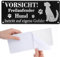 JIEYAO Achtung Hund Schild,1 Stück Vorsicht Freilaufender Hund 25x10 cm Warnschild Hund Aluminium mit Selbstklebend und Vorgebohrten Löchern Betreten auf Eigene Gefahr Schild(25x10 cm schwarz)