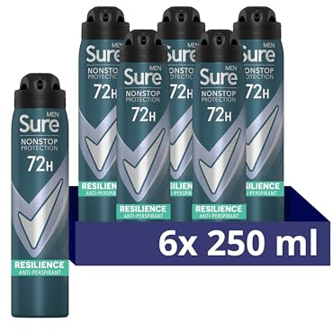 Sure Men Nonstop Protection Resilience 72hr Deodorant Spray 6x 250 ml