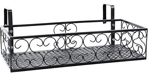 Estante para Flores Colgante, Soporte para Macetas, Balcón de Metal, Balcón de Hierro, Estante para Flores Colgante, Soporte para Macetas, Barandilla de Almacenamiento de