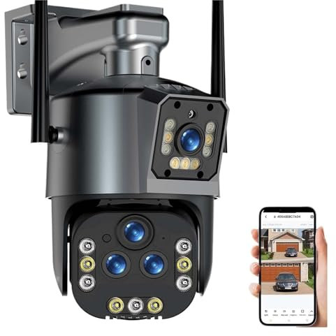 Telecamera Wi-Fi Esterno, Telecamera IP 16MP 8K Zoom 20X Telecamera di sicurezza wireless esterna 4K Telecamera PTZ a quattro lenti Smart Home CCTV Telecamere di sorveglianza per la sicurezza domestic
