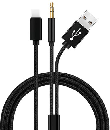 SELURK USB C to Aux Cable with Charger for Car - Braided 3.5mm Jack Audio Aux Cable for iPhone 16/15 Pro Max /15 Plus, Samsung S24/S23/S22 Ultra, Android Devices - Dual Charging & Audio Cable