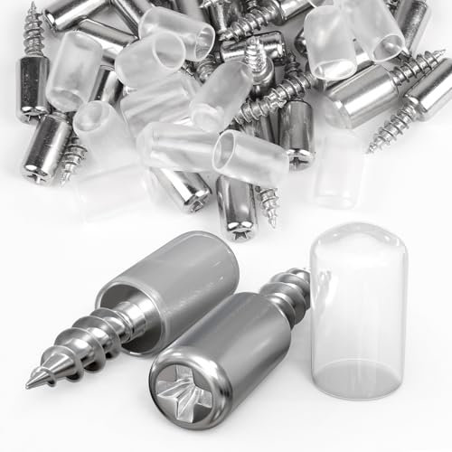 EFUTURETIME 120 stk. Regalbodenhalter ø7,3 mm mit Transparent Gummischutz, Regalbodenträger mit M4 Selbstschneidende Schraube, Einlegeboden Halter für Schrank Regal, Trägt bis zu 20 kg