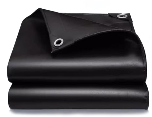 2x2m Plane mit ösen, Gewebeplane Schutzplane LKW Plane Gewebeplane mit Ösen und verstärkten Ecken wasserdichte & Reißfeste Schutzplane(Schwarz)