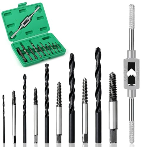 11 Stück Schraubenausdreher Set mit Hss Bohrer Set,Schraubenlöser Linksausdreher Set,Justierbares Werkzeug Entfernen von Schneideisenschlüsseln,Zum Bohren und Entfernen Beschädigter Schrauben
