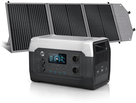 CTOLITY XP1000 station électrique portable 1000 W avec panneau solaire 100 W, batterie LFP (LiFePO4), EU Prise 220-240V, UPS, jusqu'à 1800 W pour la maion, les coupures de courant et le camping