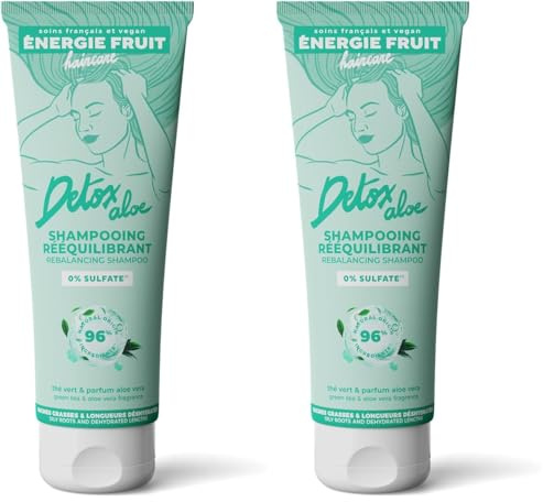 ENERGIE FRUIT | Shampoing Clean Detox | Racines grasses & pointes sèches | Thé vert | 250 ml (Lot de 2)