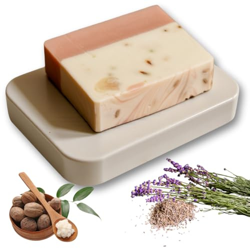 Lucknel® Handgemachte Naturseife – Lavendel & Rosa Tonerde mit Sheabutter – Familienmanufaktur mit 14 Jahren Seifenerfahrung, hochwertige Zutaten, sanfte Pflege für empfindliche & normale Haut
