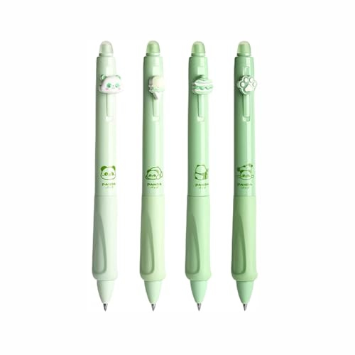 TOP-MAX 4er Set Grüne Radierbare Kugelschreiber, 0,5mm Mine, Blau- und Schwarzfarbe, Ergonomischer Griff, Ideal als Geschenk für Schule und Büro (Blaue Tinte)