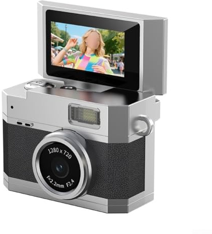 Tragbare Mini-Kamera mit 2,4 cm HD-Flip-Display für Reisen und Vlog-Nutzung, kompaktes Design mit Typ-C-Aufladung, Akkulaufzeit bis zu eineinhalb Stunden (schwarz)
