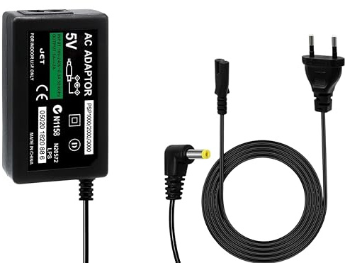 1X Caricatore Compatibile con PSP Spina EU Input AC 100-240V, Output DC 5V 1A compatibile per PSP 1000/2000/3000 Alimentatore console portatile