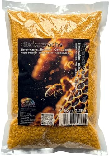 colortree Cera de abejas para velas, pastillas de cera natural pura para velas perfumadas, 1 kg, color amarillo