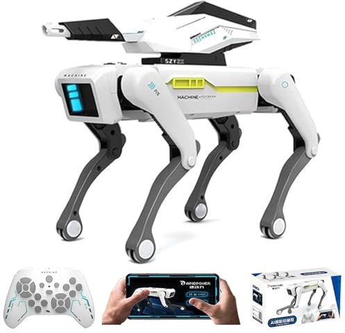 Teeggi Robot chien télécommandé, jouet pour enfants de 3 à 12 ans, robot intelligent avec tour de protection, prend en charge le contrôle par application, peut programmer, danser, écouter de la