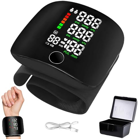 Blutdruckmessgerät Handgelenk, Handgelenk Blutdruckmessgerät mit Deutsche Aussprache, Automatische Blutdruck Messgerät mit 99x2 Lesespeicher & LED-Touchscreen, Wiederaufladbarer