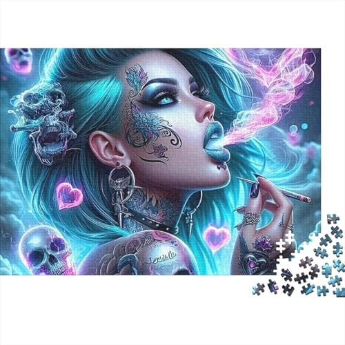 Fantasy Girl Art 1000 Teile Neon Elf Porträt Kunst Puzzle für Erwachsene, Dicke Pappe, Entspannung, Bildung, Geschenk 38x26cm/1000pcs