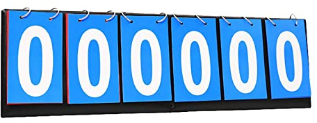 AsrMyjcx Sports Scoreboard Punktetafel Zähltafel Tischanzeige mit 6-stelligen Weißen Zahlen auf Blauer er Oberfläche aus PU Metall für Basketball Tennis
