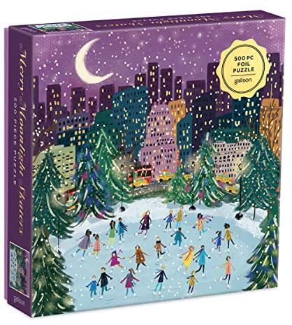 GALISON BOOKS 9780735366725 Merry Moonlight Skaters 500 Piece Foil Puzzle