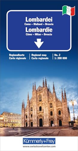 Kümmerly+Frey Regional-Strassenkarte 2 Lombardei 1:200.000: Mit Como, Mailand, Brescia. Inkl. Stadtpläne, Ortsverzeichnis und Reiseinformationen