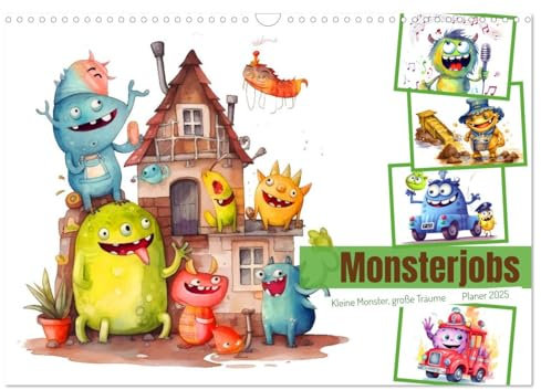 Monsterjobs - Kleine Monster, große Träume (Wandkalender 2025 DIN A3 quer), CALVENDO Monatskalender: Ein Planer-Kalender für Kinder, um ihre Karriereträume zu verfolgen. (CALVENDO Spass)