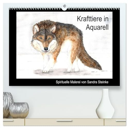 Krafttiere in Aquarell (hochwertiger Premium Wandkalender 2026 DIN A2 quer), Kunstdruck in Hochglanz: Spirituelle Botschaften der Krafttiere (CALVENDO Glaube)
