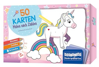 50 Karten Malen nach Zahlen - Regenbogenwelt: Mitnehmen, gestalten, verschenken (KARTOLINO Kinderspaßkarten)