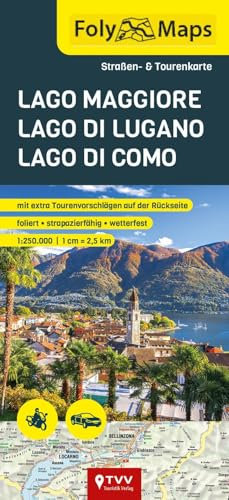 FolyMaps Lago Maggiore | Lago di Lugano | Lago di Como: Straßen- und Tourenkarte 1:250 000