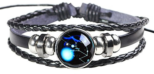 H.ZBRUJ Punk Leder Armband Verstellbare Konstellation Perlen Leder Armbänder Mehrschichtig Geflochtenes Seil Armband Für Männer Frauen